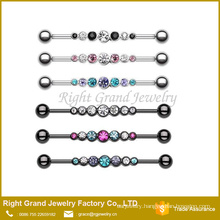 Rhinestone Stainless Steel Industrial Barbell Jewelry